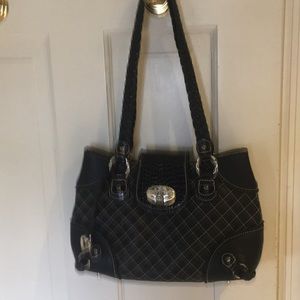 EUC Brighton Handbag w braided handles/trim